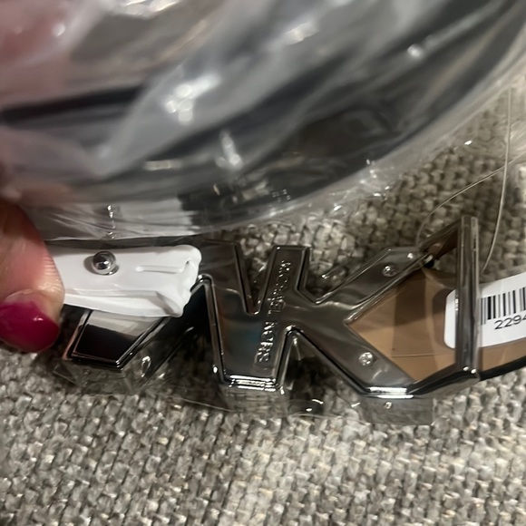 NEW MICHAEL KORS LEATHER black WITH MK TORTOISE SHELL SILVER BUCKLE size XL NWT - Picture 5 of 9